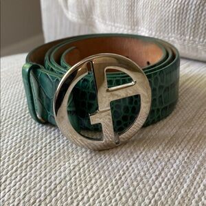 Giorgio Armani Green Silver Designer Belt, size 44